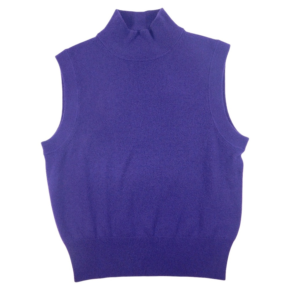 Jardin Des Orangers Cashmere‎ Sleeveless Turtleneck Sweater Vest Purple Size M